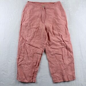 St.‎ John's Bay 100% Linen Capri Pants Women Petite 6 Pink Pull On Cropped